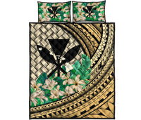 Kanaka Maoli (Hawaiian) - Quilt Bed Set Lauhala Polynesian Hibiscus Gold Gold - Polynesian Pride