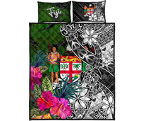 Fiji Quilt Bed Set - Turtle Plumeria Banana Leaf Crest - Polynesian Pride
