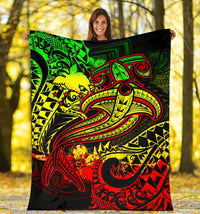 Papua New Guinea Premium Blanket - Reggae Shark Polynesian Tattoo - Polynesian Pride