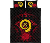 Vanuatu Polynesian Quilt Bed Set Hibiscus Red - Polynesian Pride