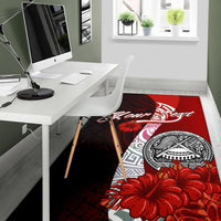 American Samoa Polynesian Custom Personalised Area Rug - Coat Of Arm With Hibiscus - Polynesian Pride