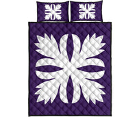 Hawaiian Royal Pattern Quilt Bed Set - Purple - C3 Style - Polynesian Pride