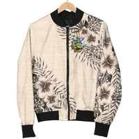 Solomon Islands Men's Bomber Jacket - The Beige Hibiscus - Polynesian Pride
