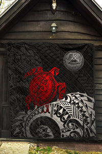 American Samoa Polynesian Premium Quilt - American Samoa Seal & Red Turtle - Polynesian Pride
