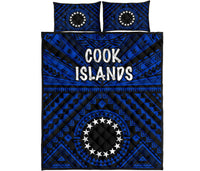 Cook Island Quilt Bed Set - Seal With Polynesian Tattoo Style ( Blue) - Polynesian Pride