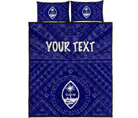 Guam Personalised Quilt Bed Set - Guam Seal With Polynesian Tattoo Style (Blue) - Polynesian Pride