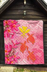 Hawaii Premium Quilt - Polynesian Pink Plumeria Turtle - Polynesian Pride
