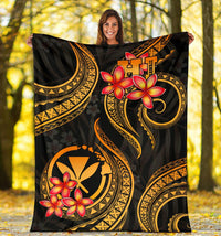 Polynesian Hawaii Premium Blanket - Gold Plumeria - Polynesian Pride