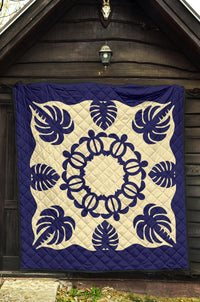 Hawaiian Turtle Coconut Pattern Premium Quilt - Blue - Argu Style - AH - Polynesian Pride