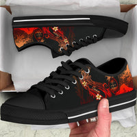 Guam Polynesian Low Top Shoe - Plumeria Flowers And Waves - Polynesian Pride
