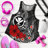 Polynesian Hawaii Kanaka Maoli Women's Racerback Tank - Humpback Whale with Hibiscus (White) White - Polynesian Pride