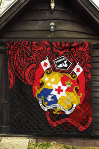 Tonga Polynesian Premium Quilt - Tongan Coat Of Arms Polynesian Tattoo - Polynesian Pride