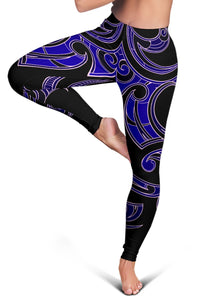 Hawaii Tribal Polynesian Women's Leggings - Blue - Juno Style - AH - Polynesian Pride