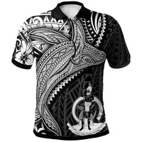 Vanuatu Polo Shirt Humpback Whale and Coat of Arms White Unisex White - Polynesian Pride