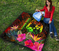 Tonga Polynesian Personalised Premium Quilt - Hibiscus and Banana Leaves - Polynesian Pride