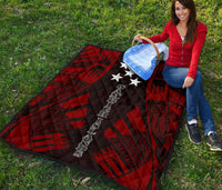 Gambier Islands Premium Quilt - Gambier Islands Flag Polynesian Red Tattoo - Polynesian Pride