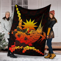 Nauru Polynesian Premium Blanket - Swordfish With Hibiscus - Polynesian Pride