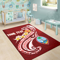 Guam Personalised Area Rug - Guam Seal Polynesian Patterns Plumeria (Red) - Polynesian Pride