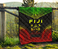 Fiji Premium Quilt - Fiji Coat Of Arms Polynesian Chief Reggae Version - Polynesian Pride