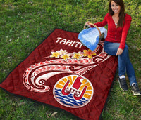 Tahiti Premium Quilt - Tahiti Seal Polynesian Patterns Plumeria - Polynesian Pride