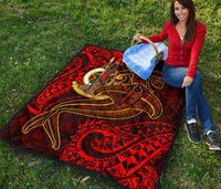 Vanuatu Polynesian Premium Quilt - Red Shark Polynesian Tattoo - Polynesian Pride
