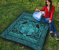 Hawaii Polynesian Pele Kanaka Premium Quilt Blue - Polynesian Pride