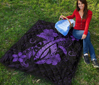 Hawaii Turtle Flower Polynesian Premium Quilt - Purple - Polynesian Pride