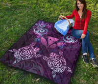 Hawaii Turtle Kanaka Maoli Premium Quilt - Tea Style - AH - Polynesian Pride