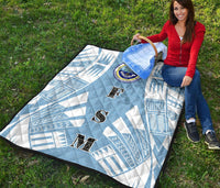 Federated States Of Micronesia Premium Quilt - Federated States Of Micronesia Seal Polynesian White Tattoo (Blue) - Polynesian Pride