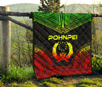 Pohnpei Premium Quilt - Pohnpie Flag Polynesian Chief Reggae Version - Polynesian Pride