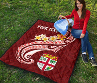 Fiji Custom Personalised Premium Quilt - Fiji Seal Polynesian Patterns Plumeria (Red) - Polynesian Pride