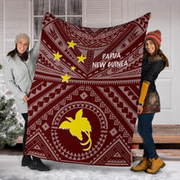 Papua New Guinea Premium Blanket - Flag With Polynesian Patterns (Red) - Polynesian Pride