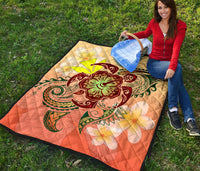 Hawaii Turtle Kanaka Plumeria Hibiscus Premium Quilt - Kity Style - AH - Polynesian Pride