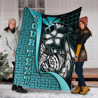 Polynesian Hawaii Custom Personalised Premium Blanket Turquoise - Turtle with Hook - Polynesian Pride
