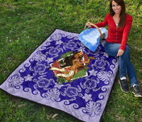 Hawaii Polynesian Premium Quilt - Hawaiian Dancing Girl Blue - Polynesian Pride