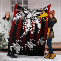 Papua New Guinea Premium Blanket - Vertical Stripes Style White - Polynesian Pride