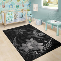 Hawaii Polynesian Turtle Plumeria Rug - Pog Style Gray - Polynesian Pride