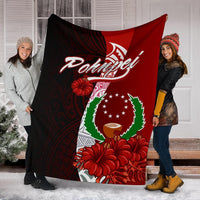 Pohnpei Micronesia Premium Blanket - Coat Of Arm With Hibiscus - Polynesian Pride