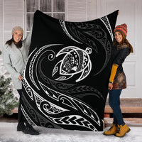 Hawaii Turtle Premium Blanket - White - Frida Style - Polynesian Pride
