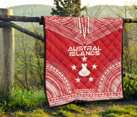 Austral Islands Premium Quilt - Austral Islands Flag Polynesian Chief Red Version - Polynesian Pride