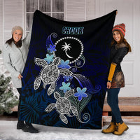 Chuuk Polynesian Premium Blanket - Blue Turtle Couple - Polynesian Pride