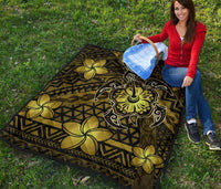 Hawaii Mix Polynesian Turtle Plumeria Premium Quilt - AH - Nick Style - Yellow - Polynesian Pride