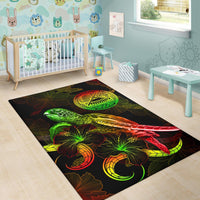 American Samoa Polynesian Area Rugs - Turtle With Blooming Hibiscus Reggae - Polynesian Pride