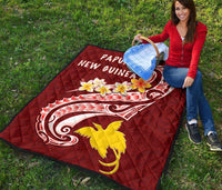 Papua New Guinea Premium Quilt - PNG Seal Polynesian Patterns Plumeria - Polynesian Pride