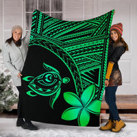 Hawaii Premium Blanket - Hawaii Turtle Plumeria Green - Polynesian Pride