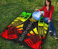 Tuvalu Premium Quilt - Tuvalu Coat Of Arms Polynesian Reggae Tattoo - Polynesian Pride