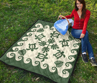 Hawaiian Premium Quilt Tropical Turtle Pattern - Green - Polynesian Pride
