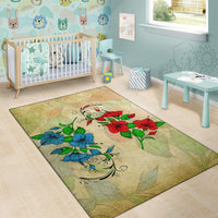 Hibibus Blue And Red Area Rug AH - Polynesian Pride