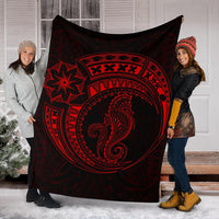 Seahorse Polynesian Blanket - Polynesian Tattoo Red - Polynesian Pride
