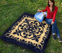 Hawaii Premium Quilt Royal Pattern - Indigo - Polynesian Pride